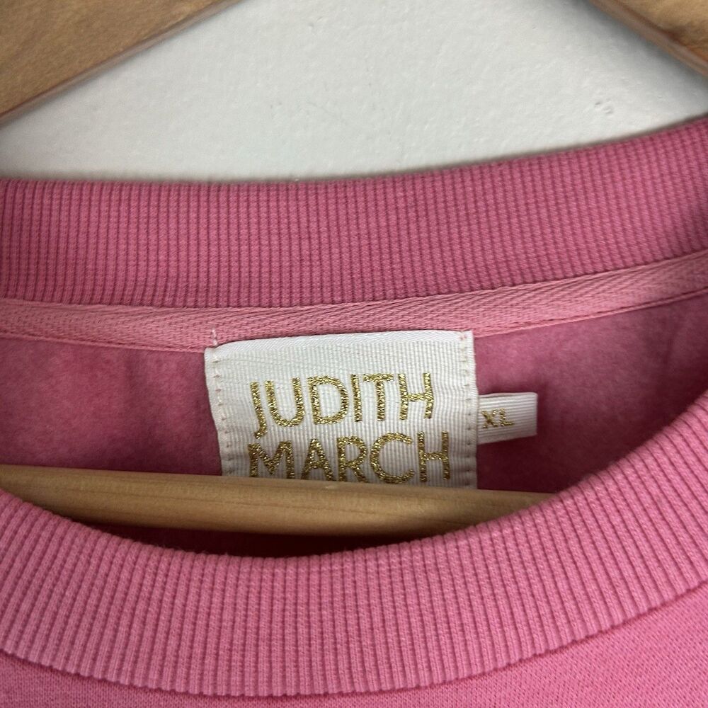 Judith March XL Holiday Christmas Sweatshirt Crew Neck Pink Pullover Sequin - Picture 2 of 4